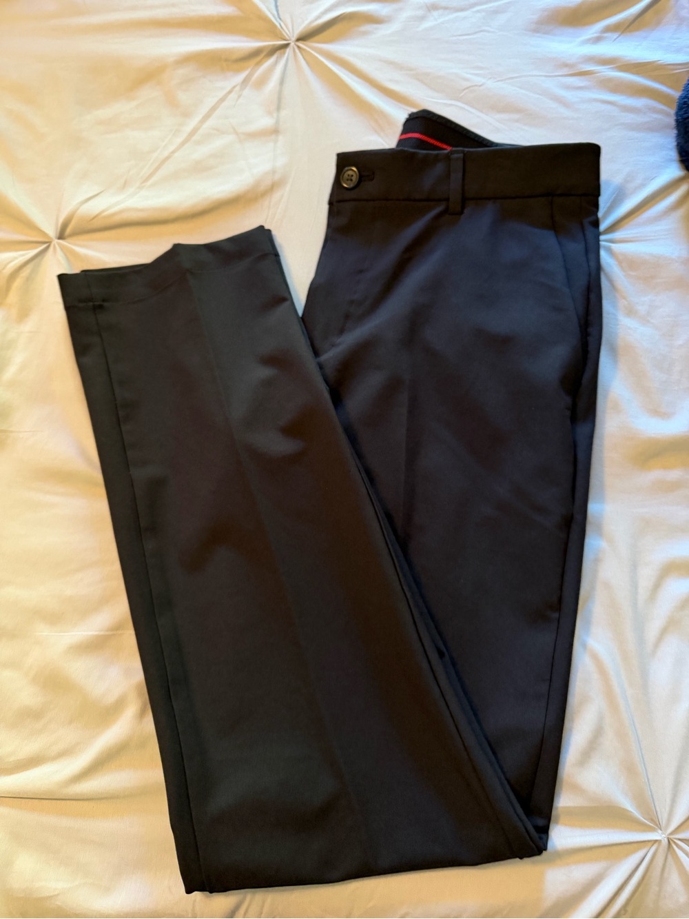 Van Heusen Black Dress Pants with Subtle Red Waist Trim